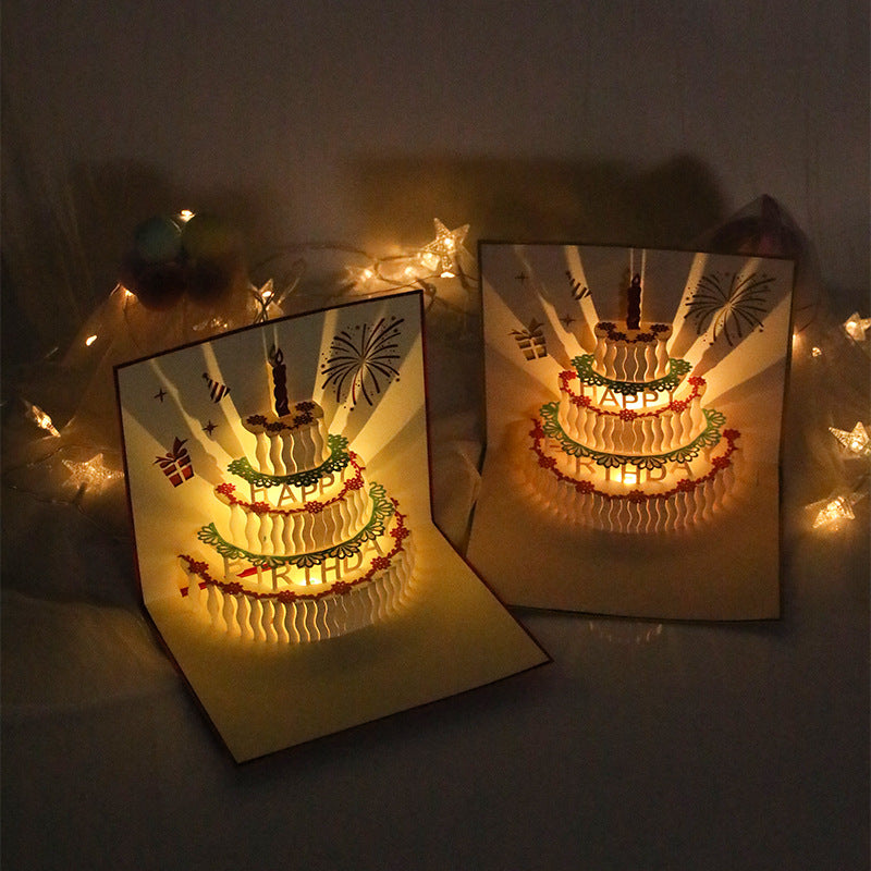 Birthday Cake Music Light 3D Greeting Card