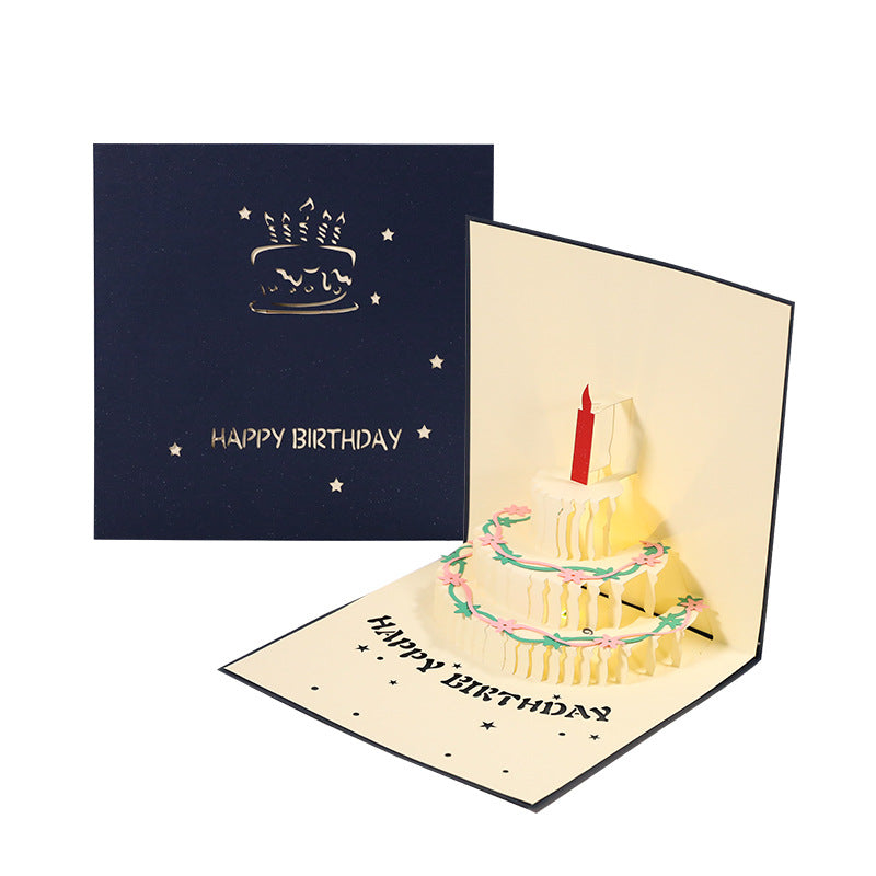 Birthday Cake Music Light 3D Greeting Card