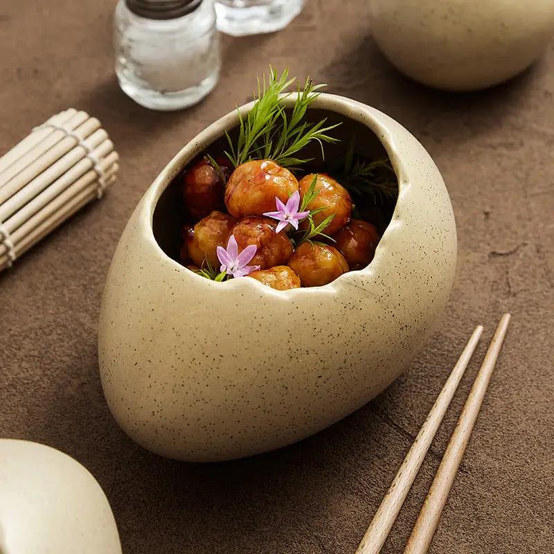 handcrafted oval eggshell dessert bowls designed